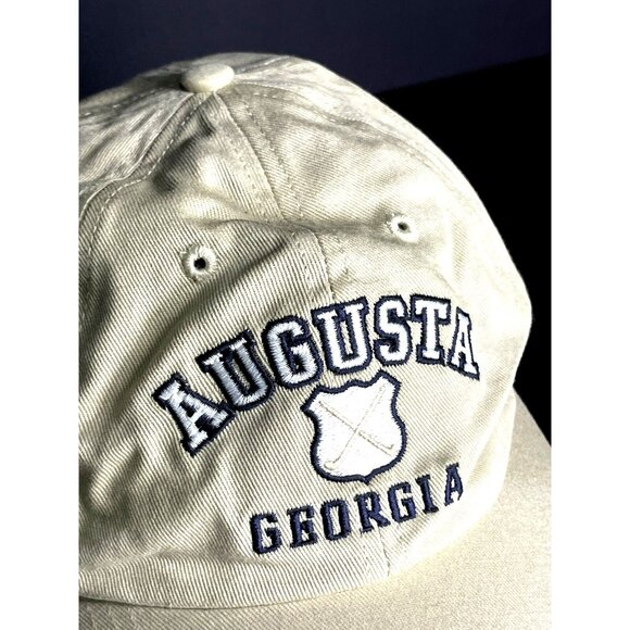 Augusta Georgia Embroidered Beige Baseball Cap By Richardson R65 100% Cotton Adj - Picture 3 of 7